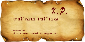 Kránitz Pólika névjegykártya
